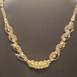 Sarah Coventry Elegant Gold-tone Necklace with Crystal Or Faux Diamond Accents